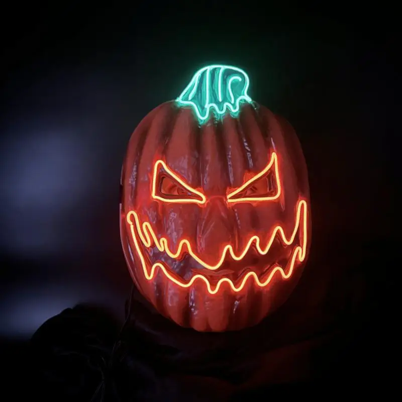 

Halloween Easter Party Ball Pumpkin Head Scary LED Glowing Mask Strong Durable 3 Modes Halloween Mask For Fancy Dress Party