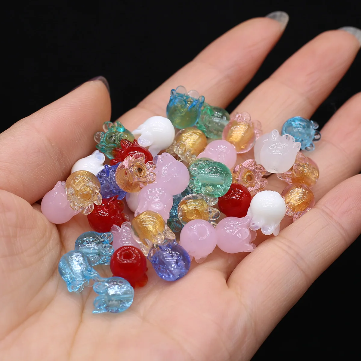 

5pcs Flower Shape Glass Beads Loose Spacer Bead for Jewelry Making Diy Women Necklace Bracelets Accessories 8x9mm