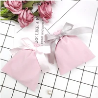 pink velvet ribbon gift bags 7x9cm 10x12cm 12x15cm 15x20cm birthday wedding party candy sack lipstick drawstring pouches