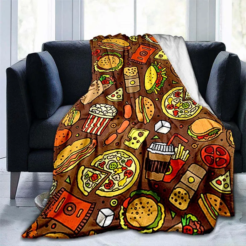 

3D Pizza Pattern Throw Blanket Warm Blanket for Home, Picnic, Travel, Office,Plane for Adults, Kids, Elderly 6 Sizes