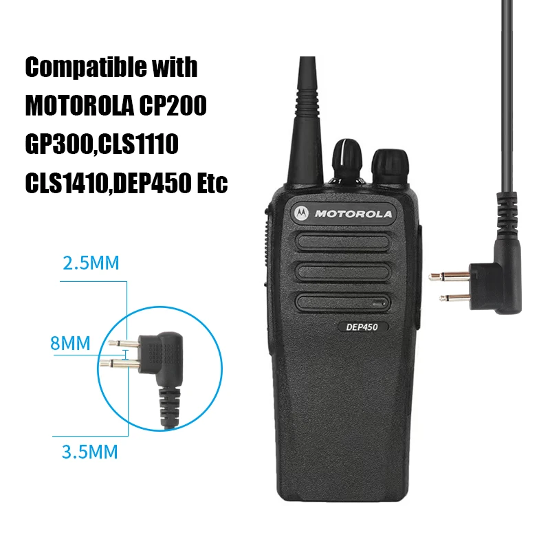 LSENG M Plug Two Way Radio Earphones Cover Acoustic Tube Earpiece Walkie Talkie Headset Microphone for Motorola DEP450 EP450