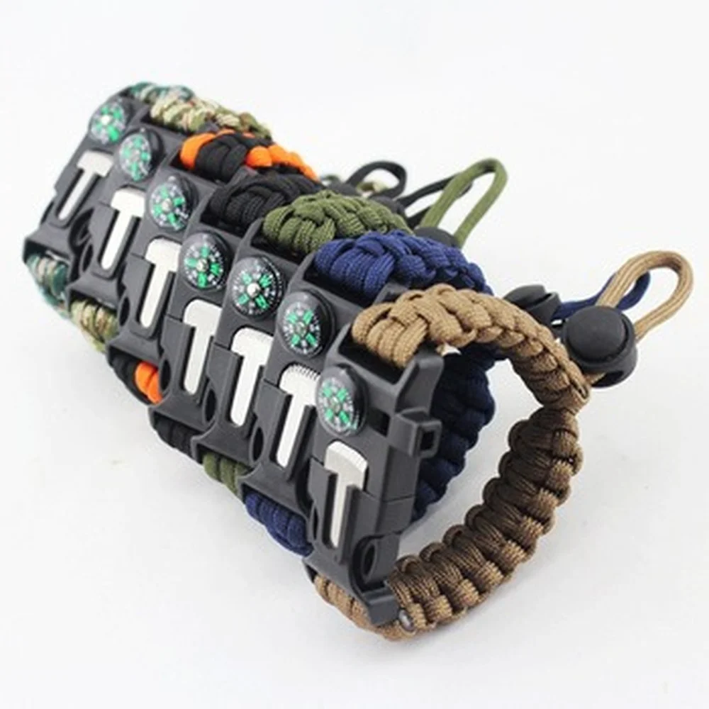 

Multi-function Military Emergency Survival Paracord 4mm Bracelet Outdoor Scraper Whistle Buckle Paracord Tools 550 Paracord