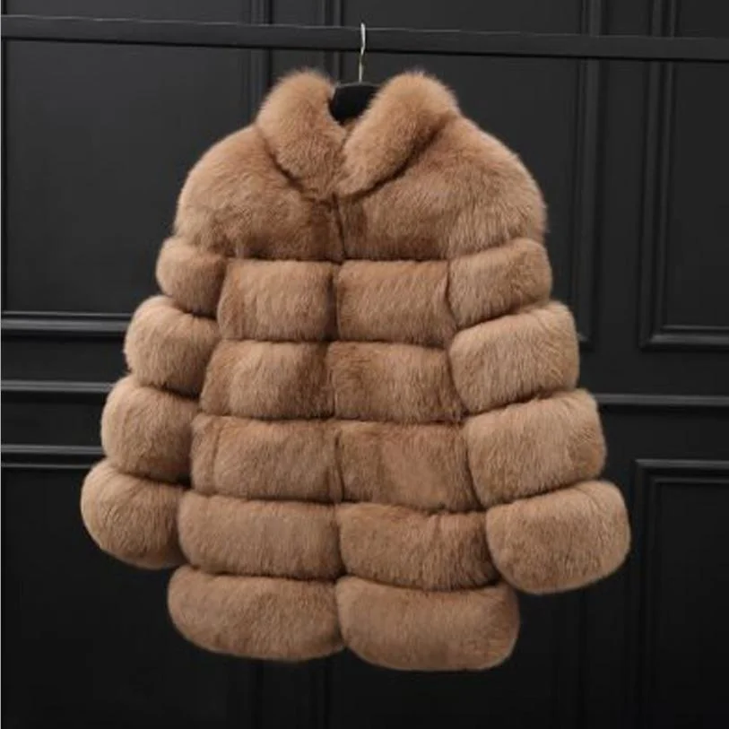 fashion winter XS-4XL fur fashion coat women thicken warm faux for fur coat female long sleeve fur stitching outwear