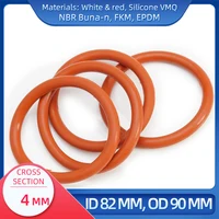 O Ring CS 4 mm ID 82 mm OD 90 mm Material With Silicone VMQ NBR FKM EPDM ORing Seal Gask