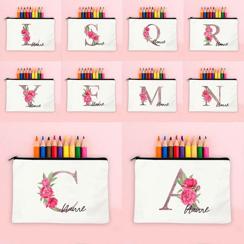 

2023 белая женская косметичка с розовыми буквами и молнией, индивидуальный органайзер для унитаза, профессиональный чемодан для макияжа