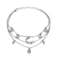 huitan multilayer chains anklets bracelet women boho heart moon cross charms ankle leg accessories fancy gift statement jewelry