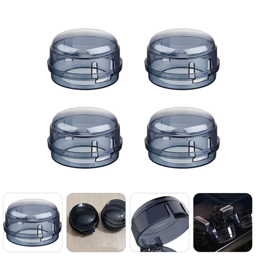 

4 Pcs Switch Cover Guard Baby Oven Lock Kitchen Safety Guards Cooker Black Child Knob Gas Case Noire Duplex Plate Covers