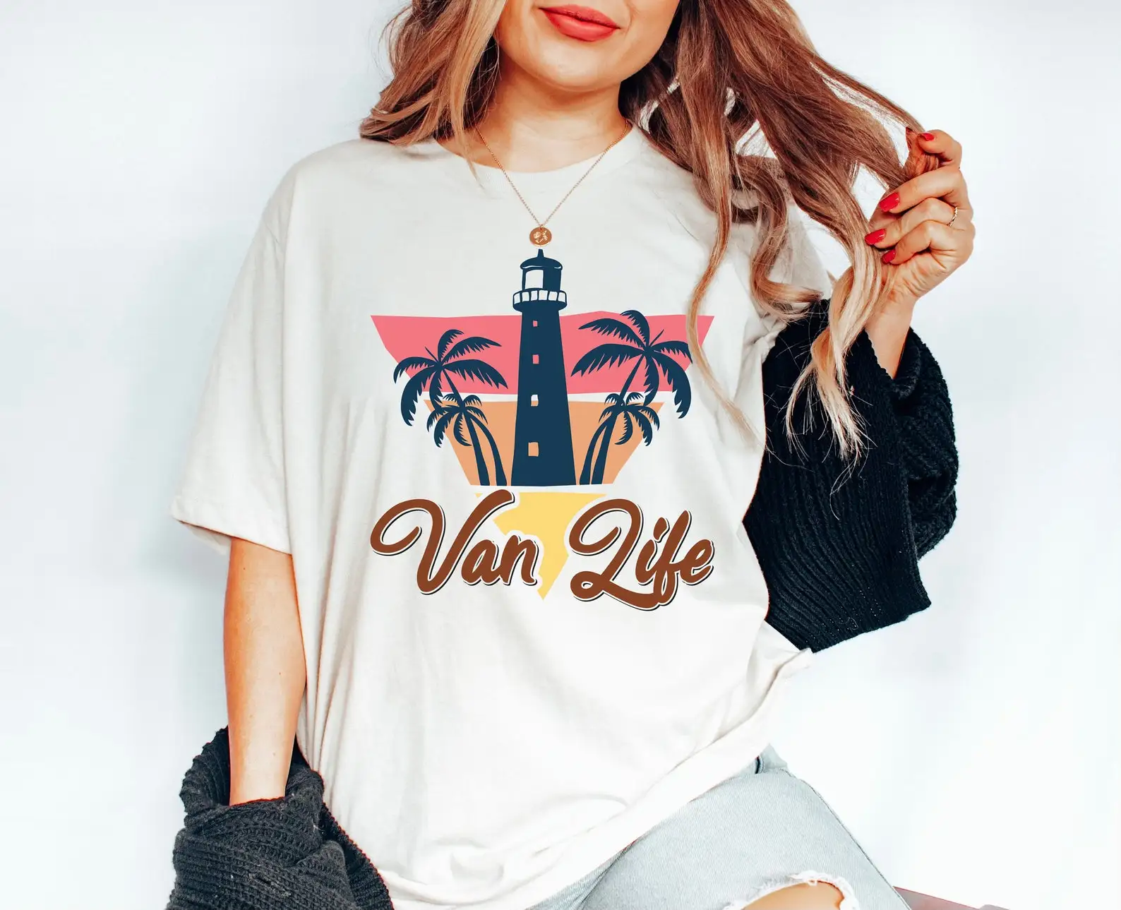 Футболка для пляжа Hippie Van Life большие размеры весна-лето