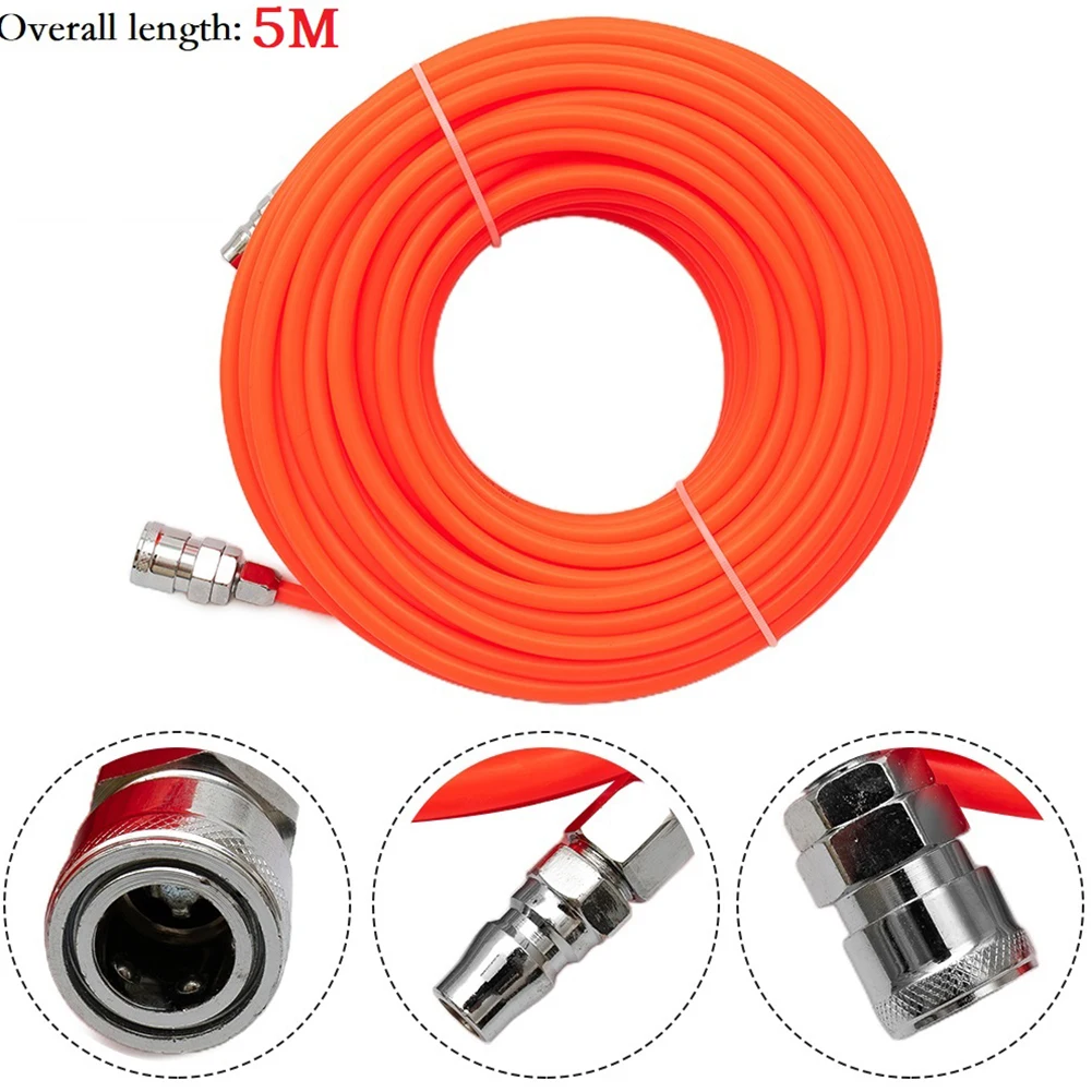

Brand New Pneumatic Pipe Air Compressor Hose 5 Meters 5*8mm C-type Quick Coupling Flexible PE Pipe High Pressure