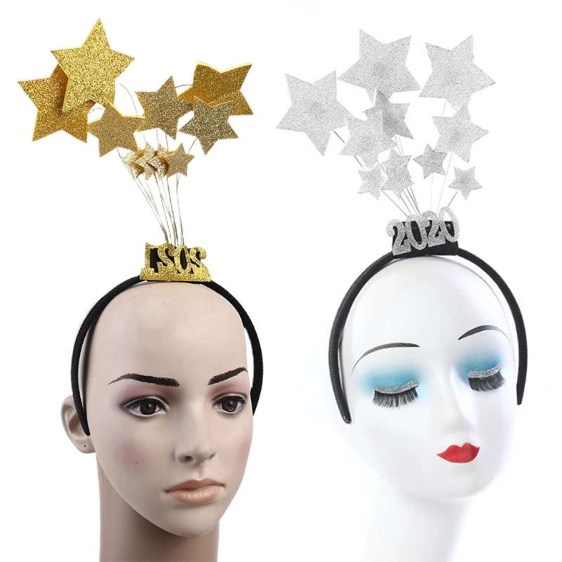 

Creative Christmas Ornaments Headband Sequined Five-pointed Star Dress Up Hair Band Stage Performance Props for Children Adults