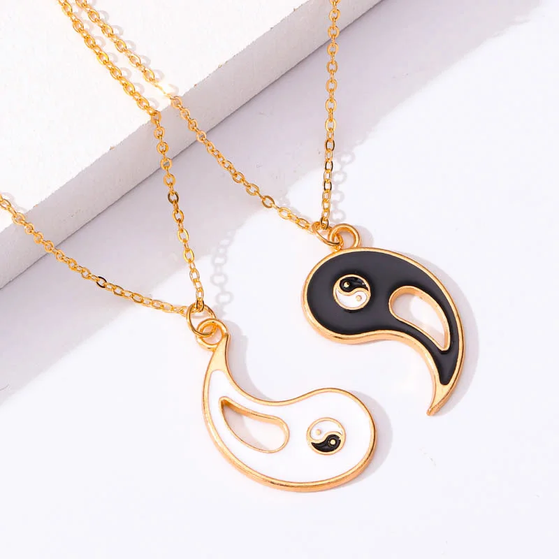 

Hot Sale Yin And Yang Tai Chi Enamel Pendant Necklace A Set Necklaces For Couple Lovers Friends Best Birthdat Party Jewelry Gift