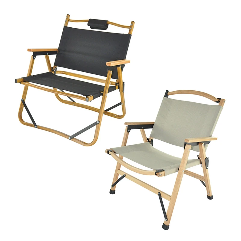 

Portable Aluminum Wood Grain Camping Folding Chair Camping Beach Fishing Kermit Chair