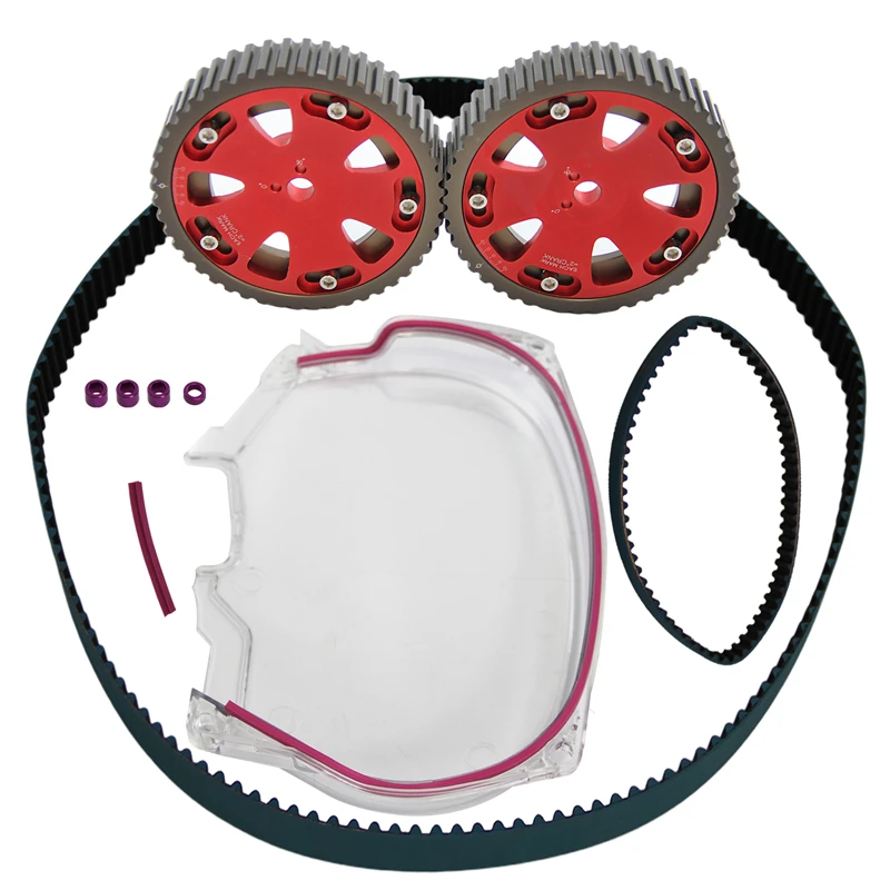 

Cam Pulleys + Timing Belt + Balance Belt + Clear Cover for Fits for Mitsubishi Lancer EVO IV V VI VII VIII 4G63T 96-05