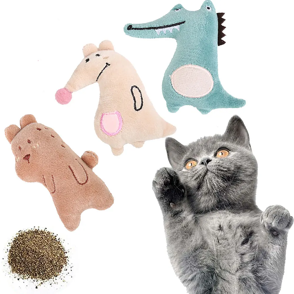 

3PCS Cat Catnip Toys for Indoor Cats Cat Plush Teeth Cleaning Toys Cute Scratch Chewing Teeth Grinding Kitten Toy