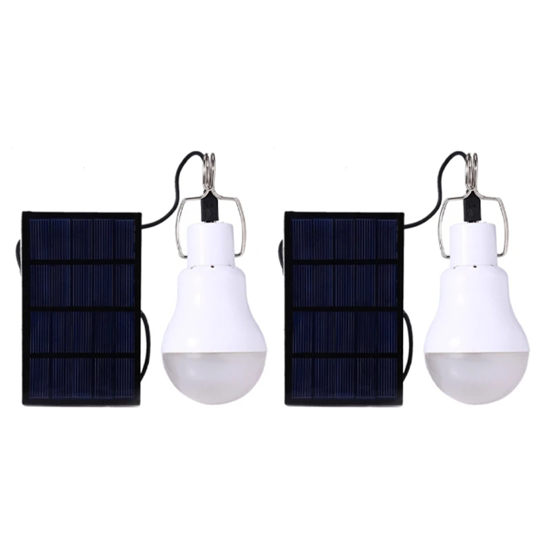 

2X Solar Panel Powered LED Bulb Light Portable Outdoor Camping Tent Energy Lamp 15W