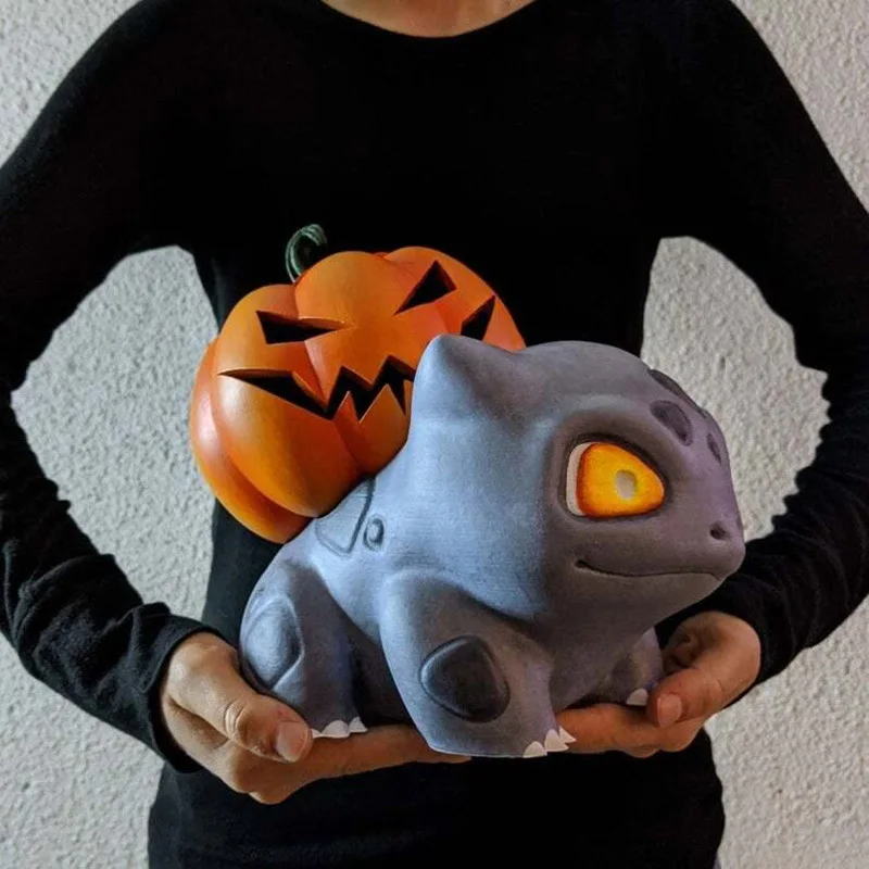 

Pokemon Action Figure Bulbasaur Pumpkin with Lamp Resin Craft Halloween Decoration Outdoor Cartoon Garden Ornaments Kids Gift