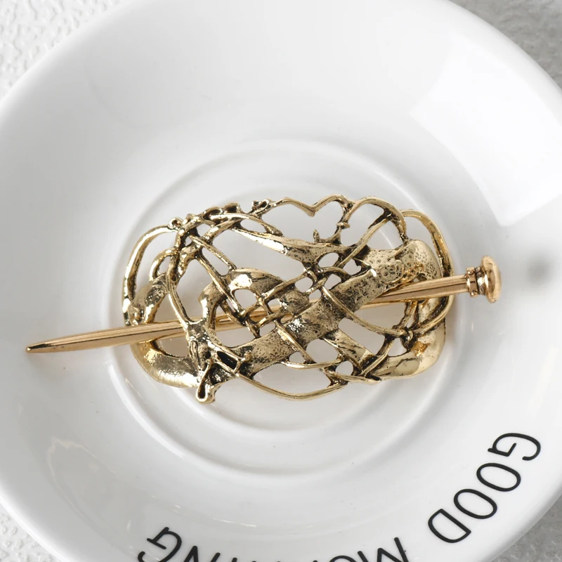 Заколка для волос в стиле викингов винтажная металлическая зажим с узлами