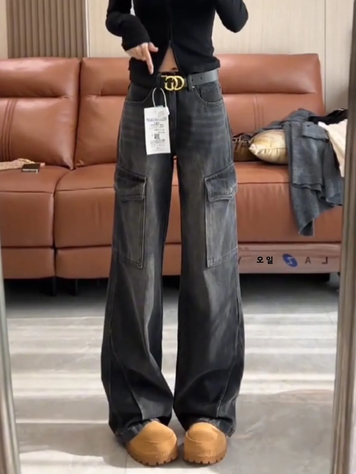 Женские винтажные широкие джинсы-карго больших размеров осень-зима 2023 новые