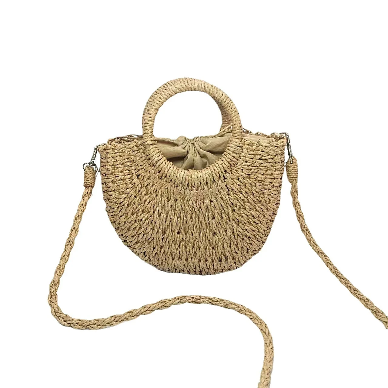 

Handmade Bags for Women Beach Weaving Ladies Straw Bag Wrapped Beach Bag Moon shaped Top Handle Handbags Totes Summer