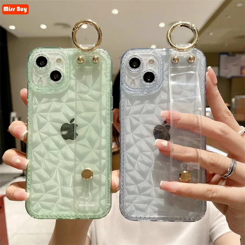 

Diamond Glitter Wrist Strap Soft TPU Transparent Clear Case for Samsung galaxy S22 Ultra A13 4G A32 A52 4G A33 A53 A73 5G Case