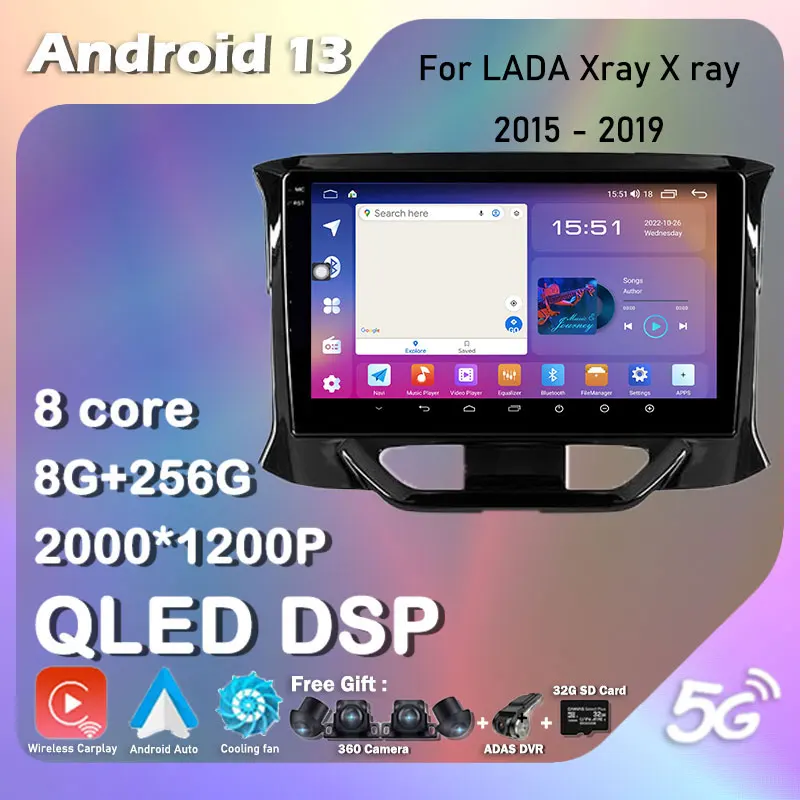 

Android13 For LADA Xray X ray 2015 - 2019 QED/IPS 4GLET 9'' Car Radio Multimedia Video Player Navigation stereo GPS