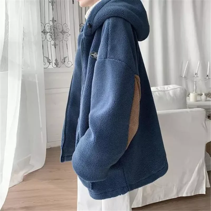 Men Warm Coats Polar Fleece Autumn Winter New Arrival Loose Hoodies Male Streetwear Hip Hop Hooded Tops Abrigos De Hombre