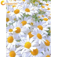 chenistory oil painting by numbers with frame decorative paintings daisy flowers artwork diy gift handmade on canvas for adults