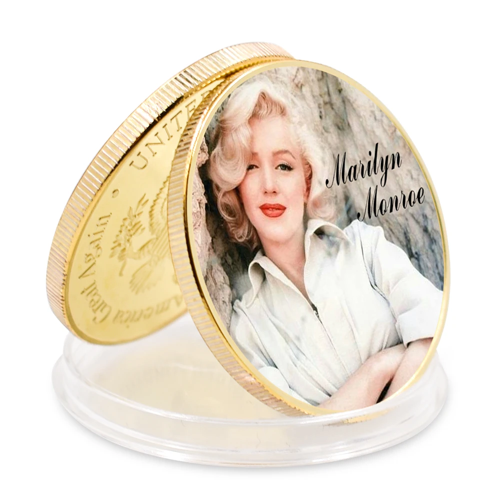 

American Sexy Goddess Marilyn Monroe Challenge Coin Gold Plated Metal Decorative Badge Collection Gift