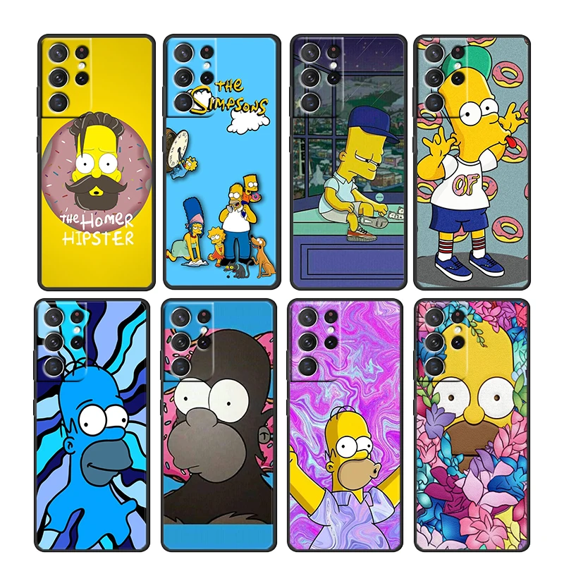 

The Simpsons Daily Funny Case For Samsung Galaxy S23 S22 S21 S20 FE Ultra Plus S10 S9 5G Black Soft Phone Cover Shell