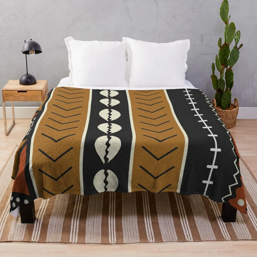 

Let's play mudcloth Throw Blanket Microfiber decorative blanket