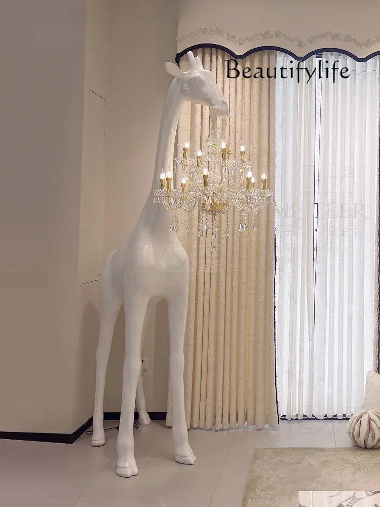 Большая художественная Напольная Лампа с жирафом и скульптурными орнаментами