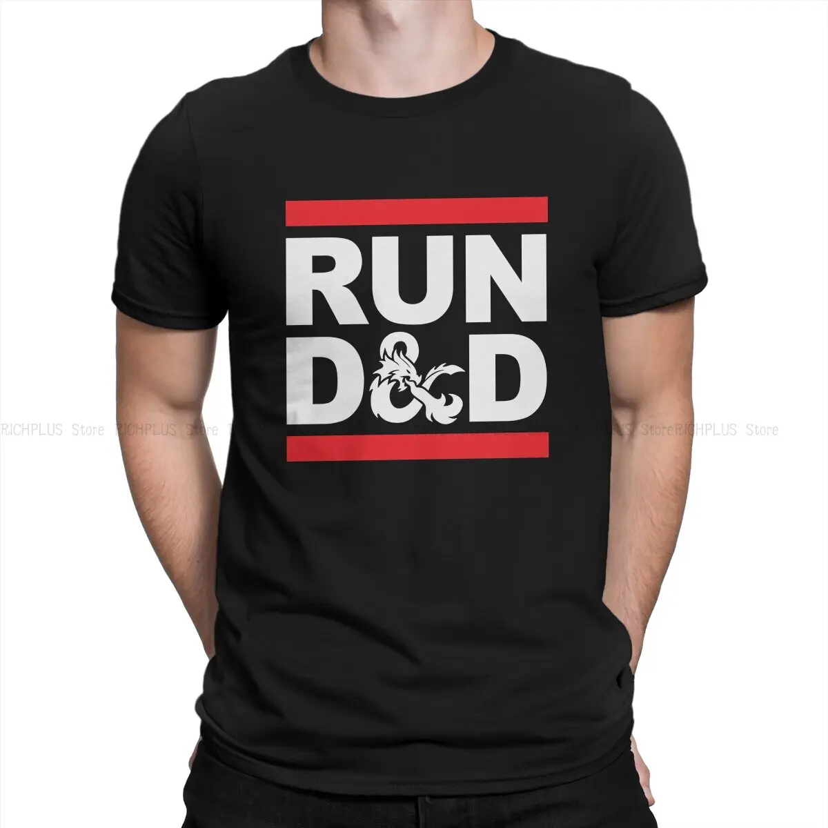 

Run Men TShirt DND Game Crewneck Tops Polyester T Shirt Humor Birthday Gifts
