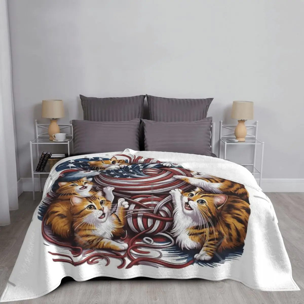 Покрывало с изображением лап и флага 0007 покрывало на кровать гостиную размер Queen