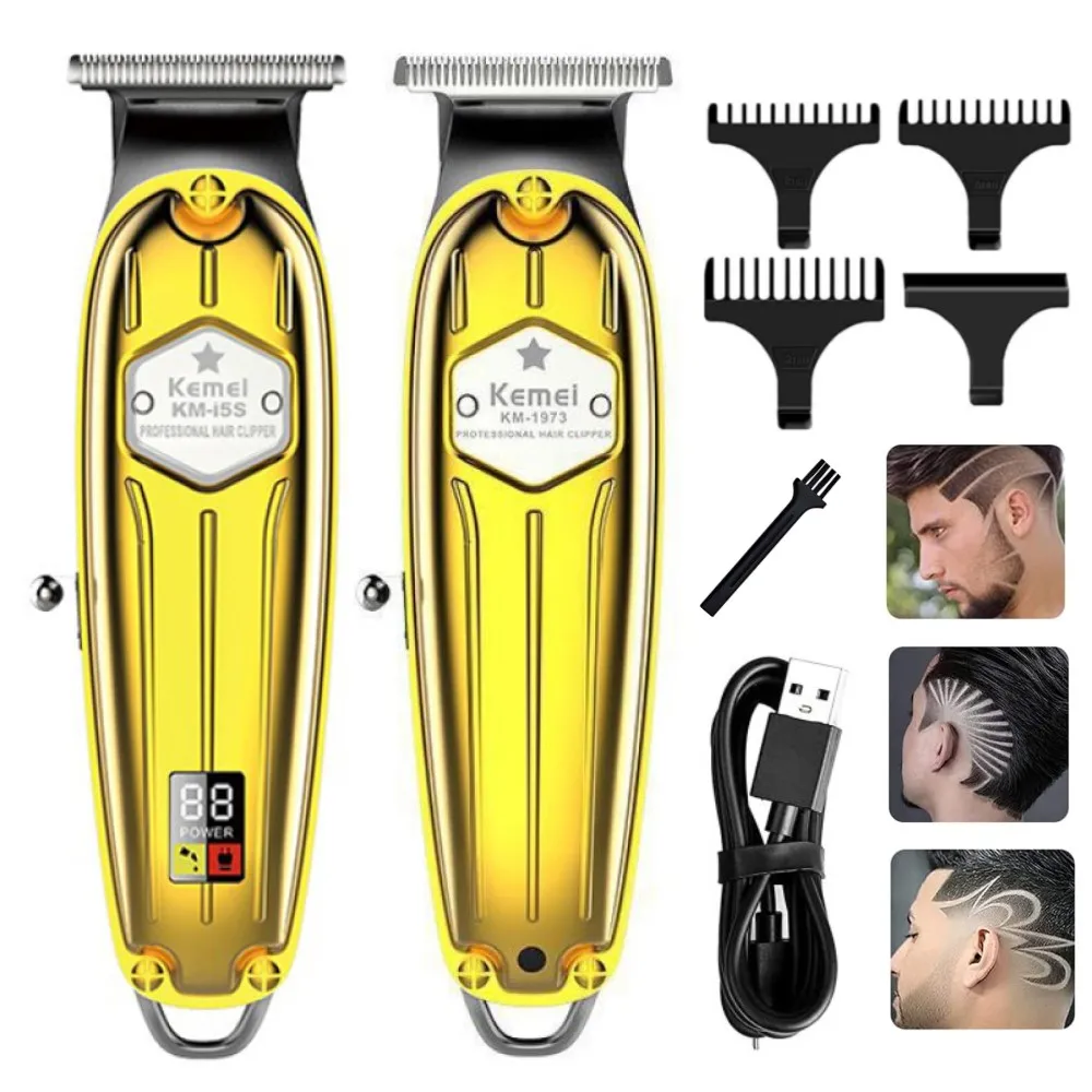 

Kemei All-metal Professional Hair Trimmer for Barber Rechargeable Men Electric Beard Baldheaded Hair Cutting Machine KM-1973
