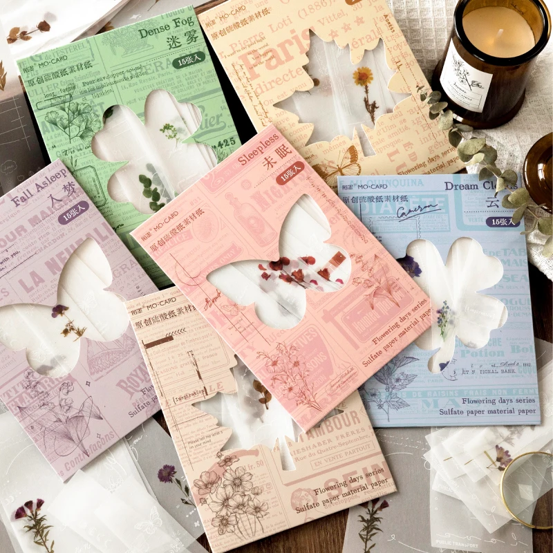 

Assorted Plants And Flowers Translucent Design Paper Aesthetic Notebooks Diary Decor Junk Journal Scrapbooking Collage Material