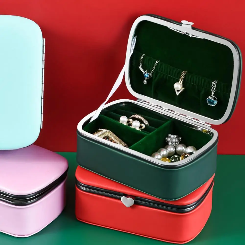 

Rectangle Jewelry Box Waterproof Faux Leather Display Travel Earring Case for Home
