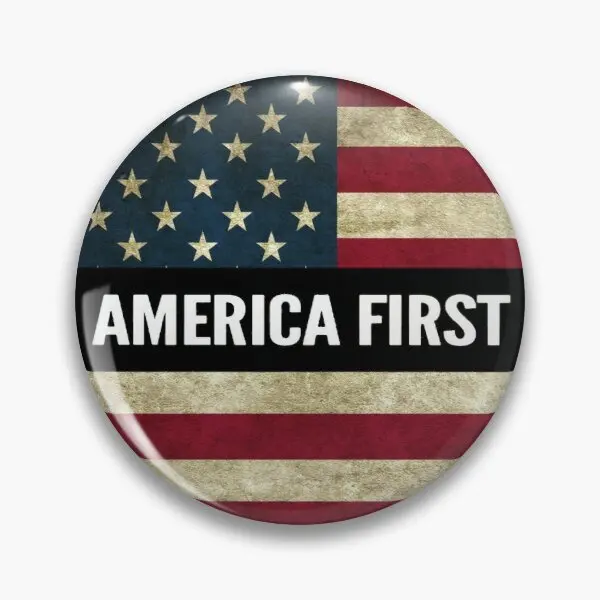 

America First Customizable Soft Button Pin Lapel Pin Jewelry Lover Women Badge Cute Creative Clothes Brooch Collar Metal Decor