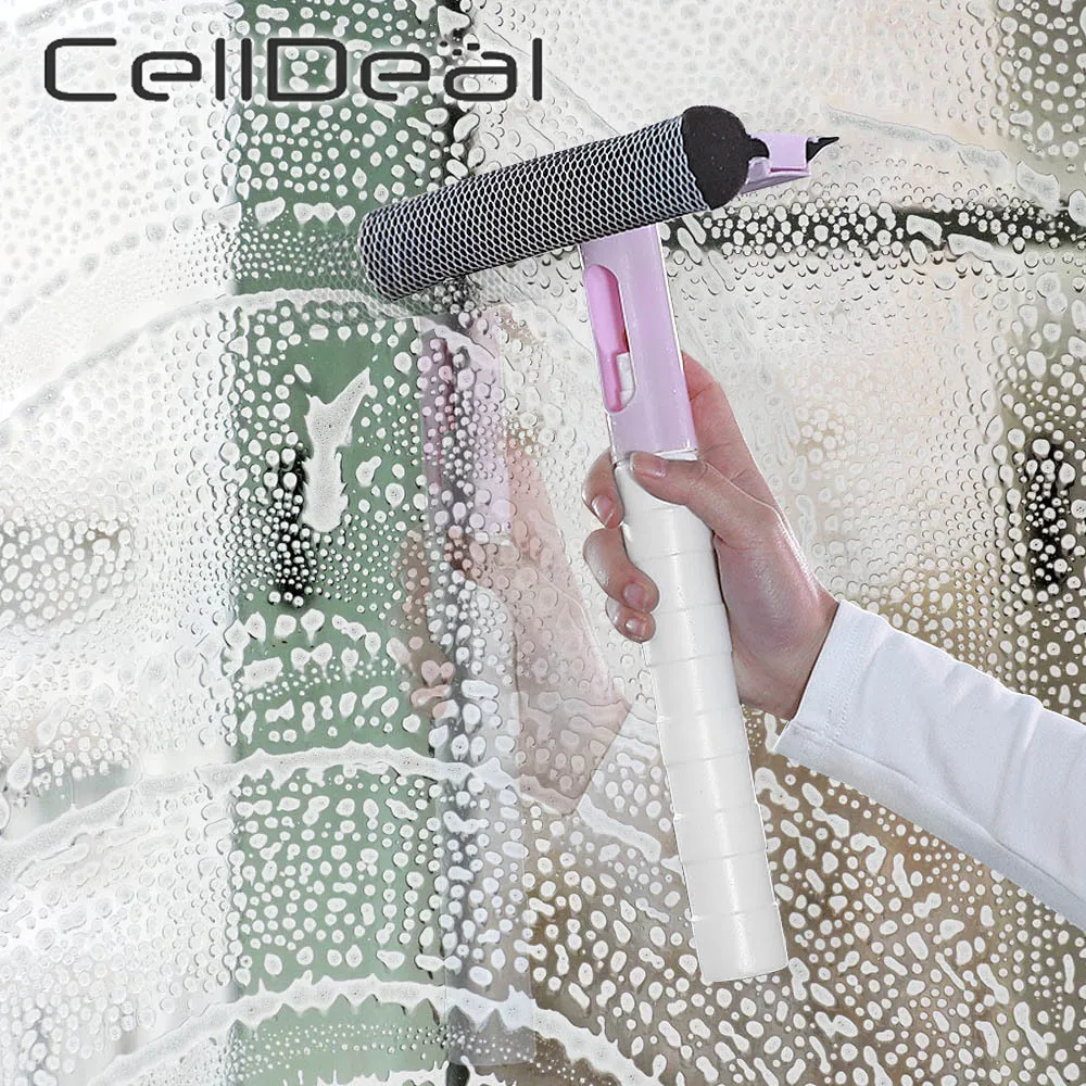 

Glass Cleaning Tool With Spray Double-sided Window Glass Wiper Nozzle Disassemble Rod Mop Squeegee Household Cleaning Supplies