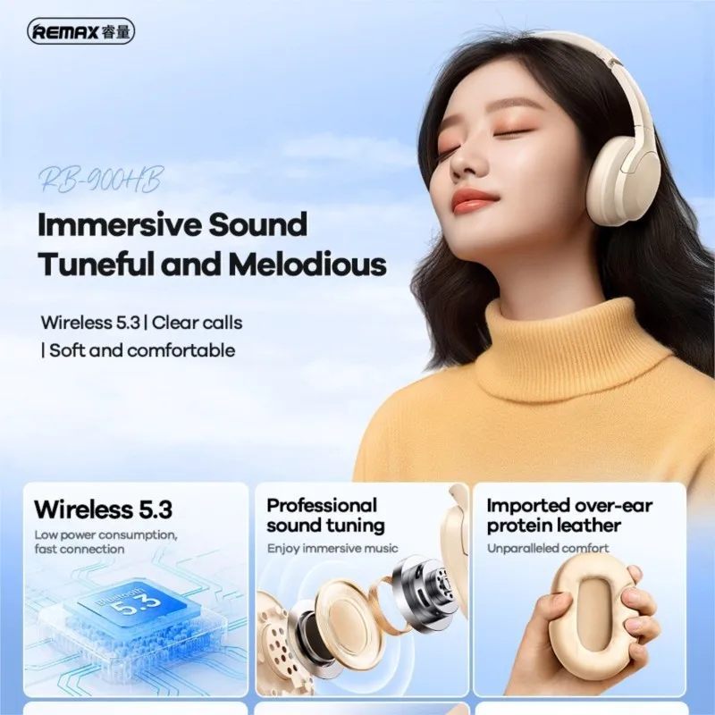 

Беспроводные складные наушники REMAX ANC, Bluetooth 5,3, HD