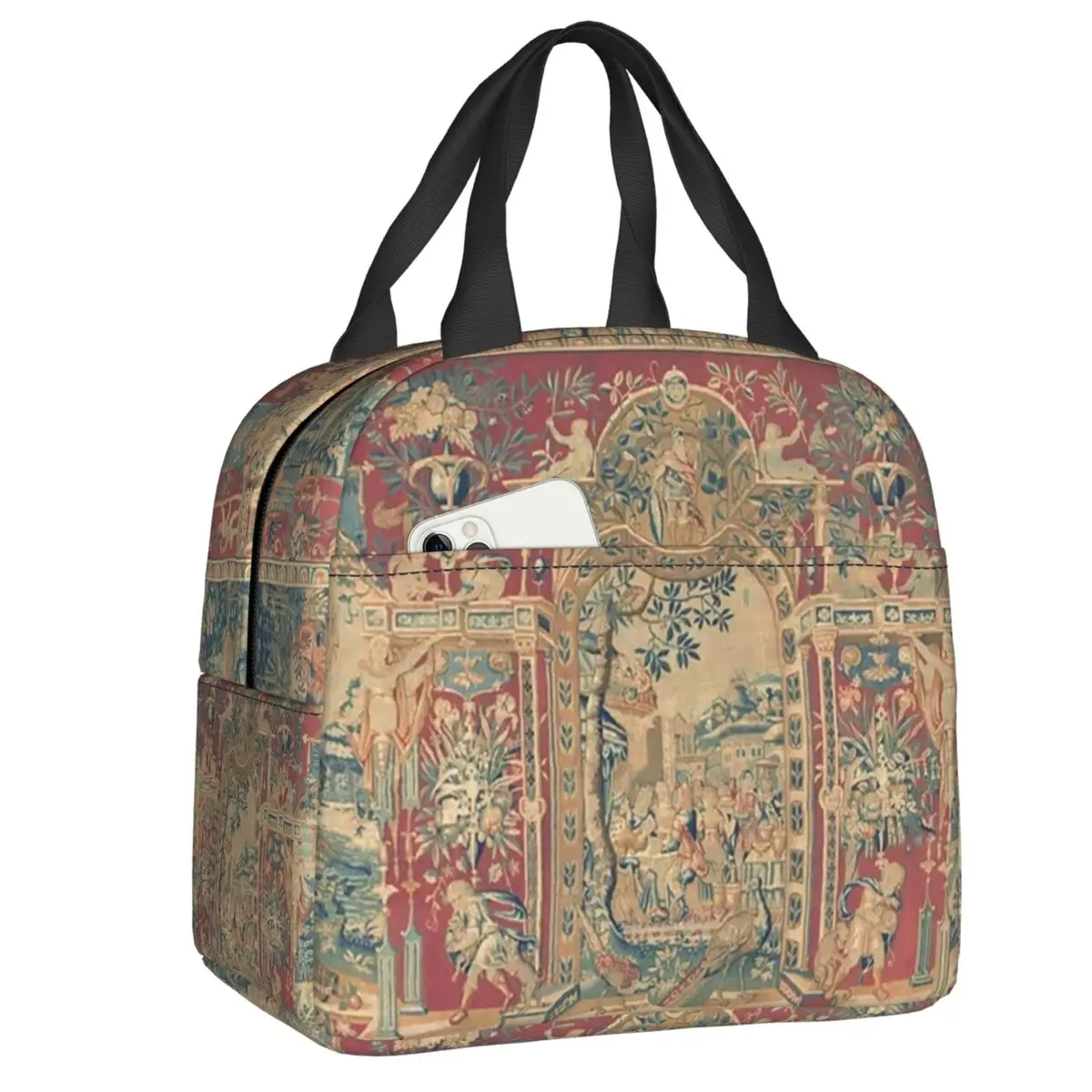 

Antique Antwerp Grotesques Tapestry 16th Insulated Lunch Tote Bag Aubusson Bohemian Antique Resuable Cooler Thermal Bento Box