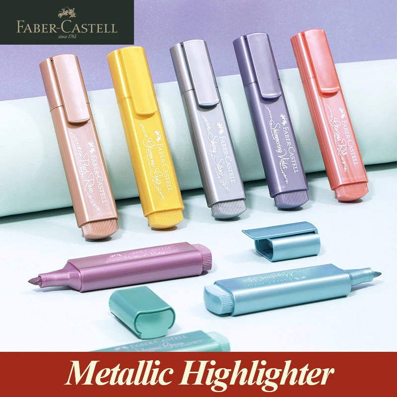 

Faber-Castell Metallic Highlighter 8 Color Choose Art Highlighter Pen Drawing Bright Marker Writing Student Supplies Set 154647