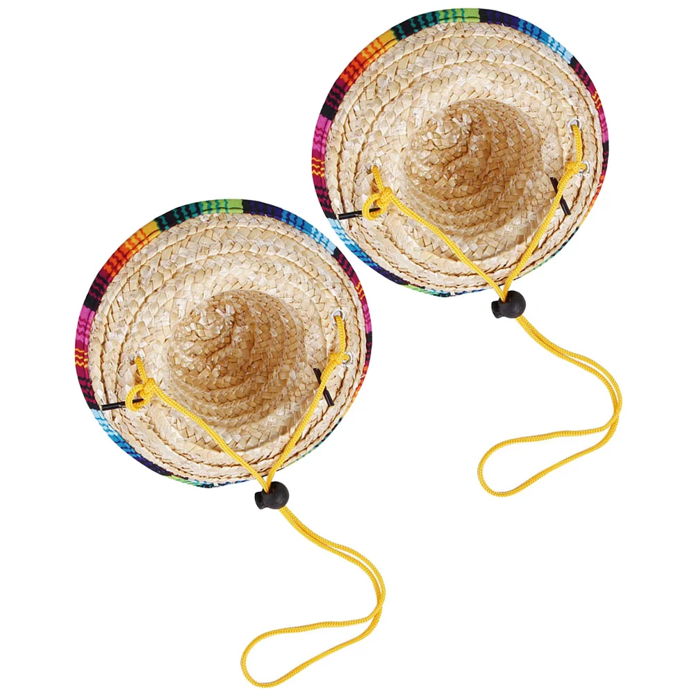 

Brim Hat Fashion Mexican Wear-resistant Dog Pet Caps Party Daily Decor Straw Woven Hats Costume