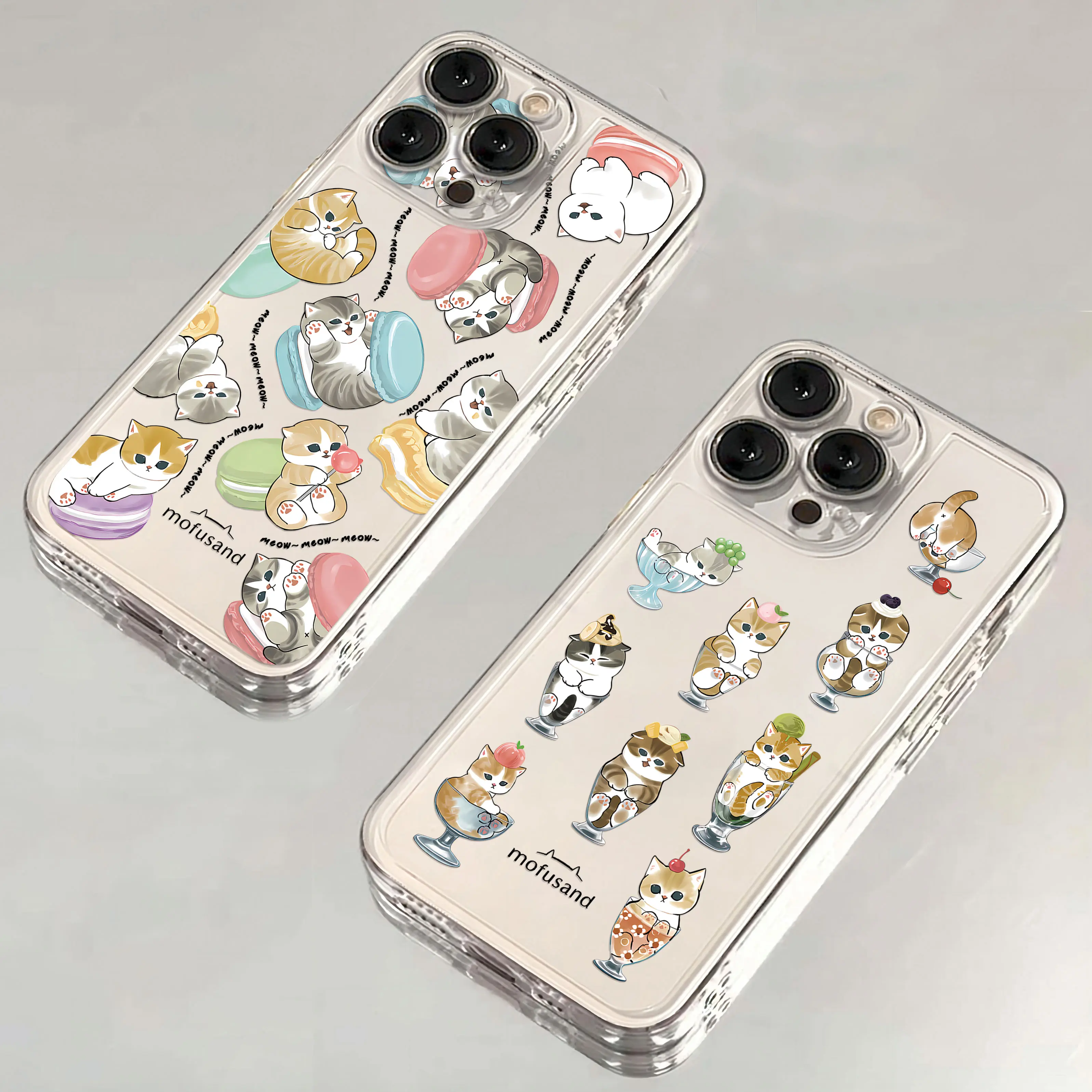 Милый прозрачный чехол M-Mofusands с котом для Samsung A73 A72 A71 A55 A52 A51 A50 A34 A35 A33 A32 A31 A30 A24 A23 A22