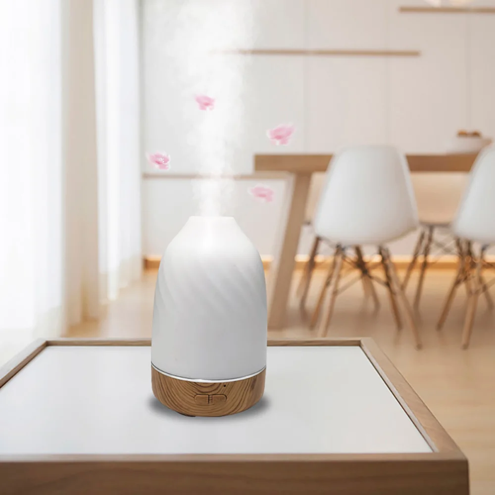 Vlam Aroma Diffuser Houtnerf Luchtbevochtiger Aromatherapie Luchtbevochtigers Diffusers Essentiële Oliën Kamer Geur Diffuser