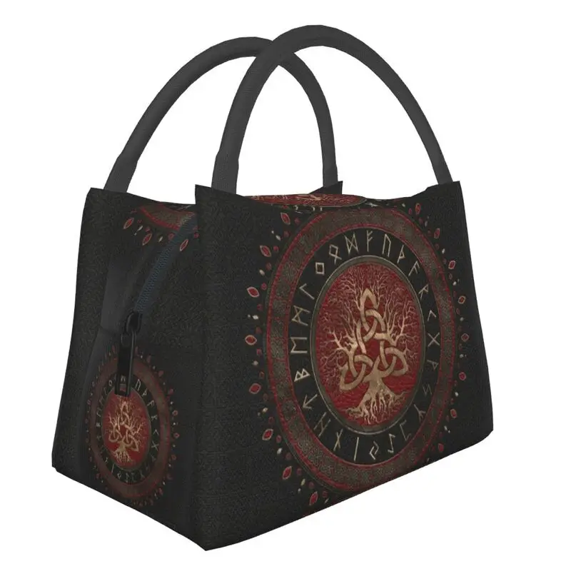 

Tree Of Life With Triquetra Insulated Lunch Tote Bag for Women Vikings Portable Cooler Thermal Bento Box Hospital Office