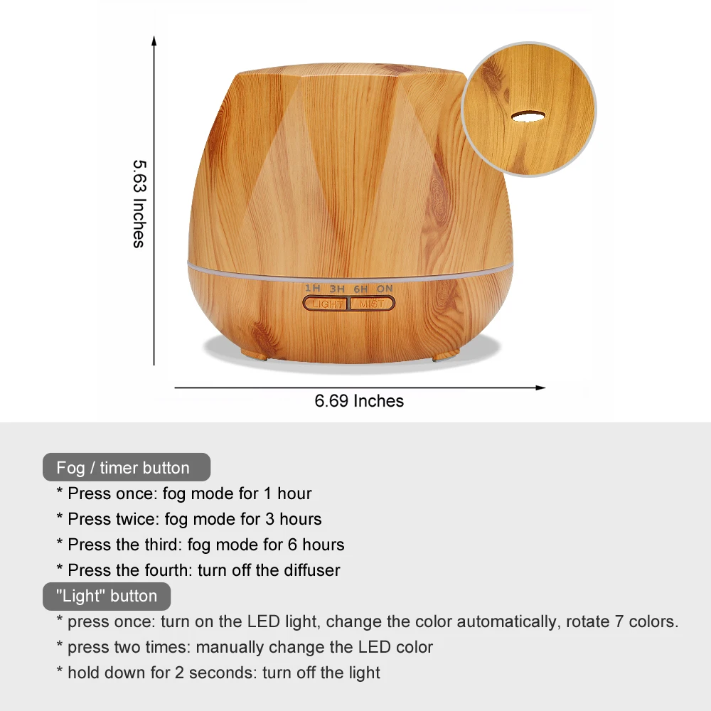 Распылитель эфирных масел 500 мл ультразвуковой аромадиффузор многослойный