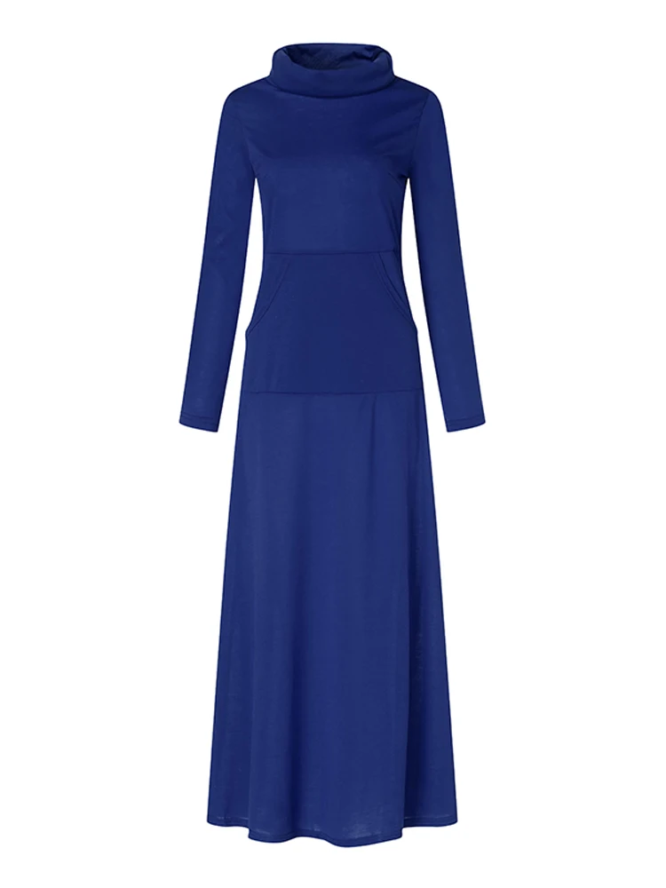 

Fashion Women Turtleneck Maxi Dress ZANZEA Autumn Long Sleeve Sundress ZANZEA Elegant Solid Dresses Female Long Vestidos Robe