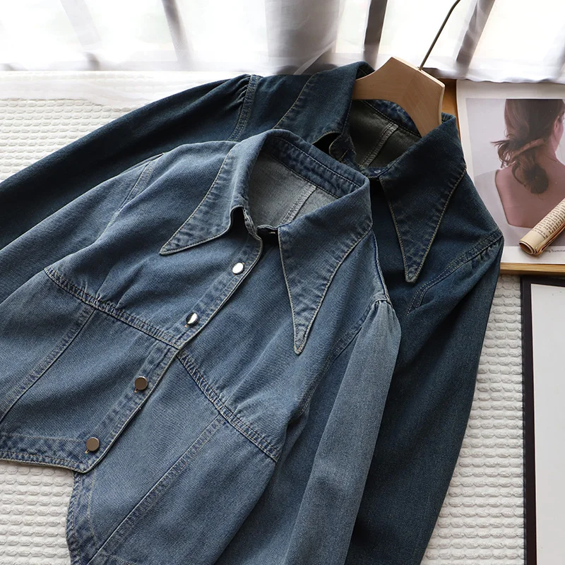 

2023 Fashion Denim Jacket Women Short Coat Spring Autumn Single-breasted Irregular Hem Loose Tops Female Casual Jean Outerwear