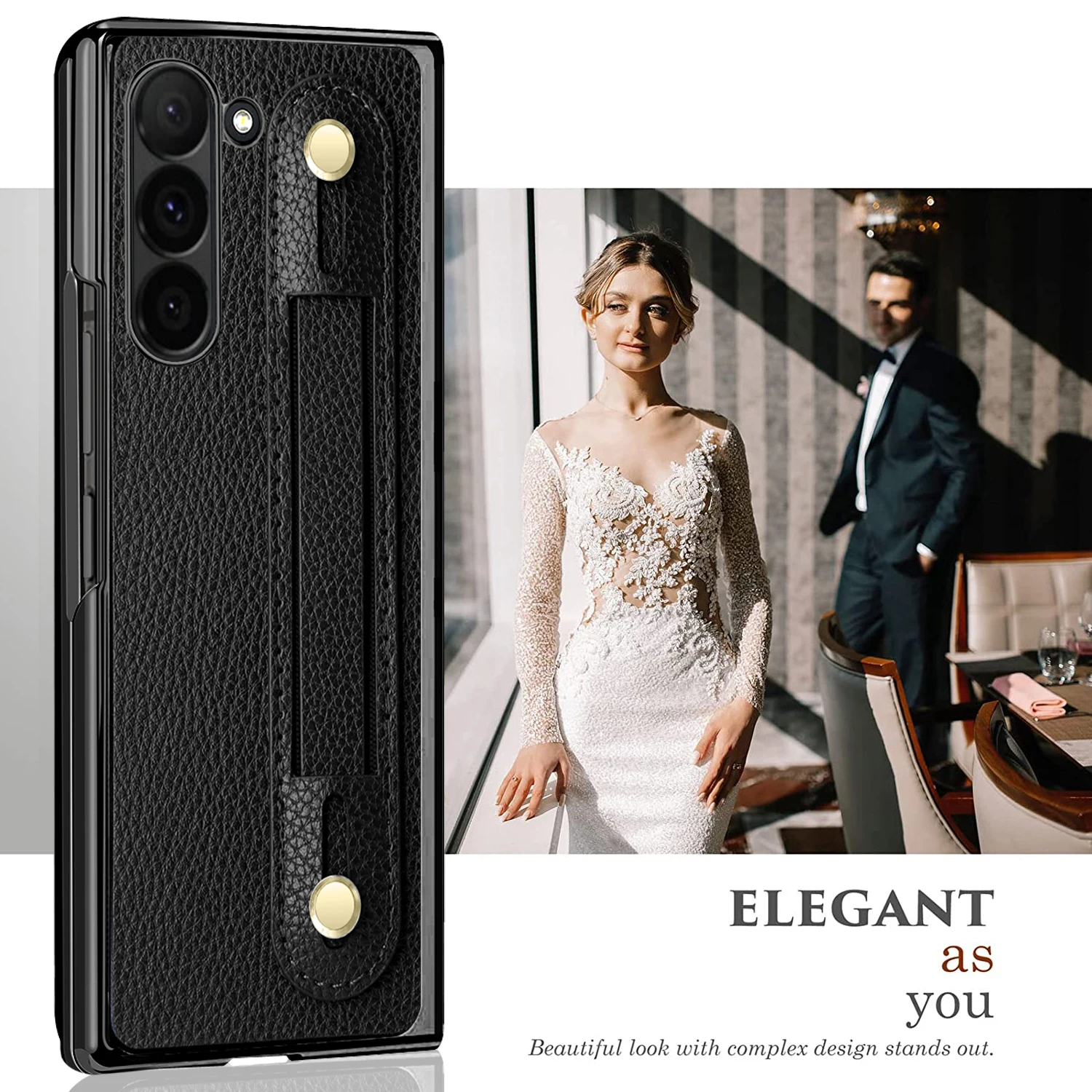 Фото Кожаный гальванический чехол VIETAO для телефона с подставкой для Samsung Galaxy Z Fold 6, чехол для телефона со стеклянной пленкой для Galaxy Fold 6 №2