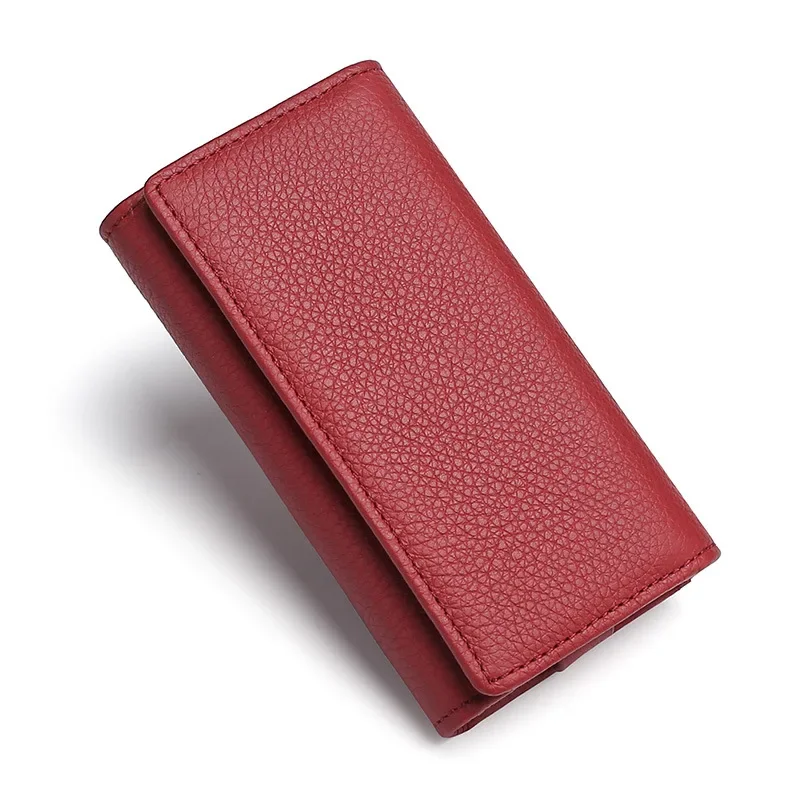 Мягкий кожаный чехол для ключей дома многофункциональный кошелек с крючком и